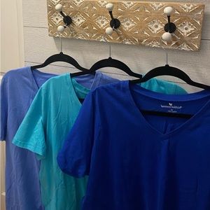 Woman within T-shirt bundle